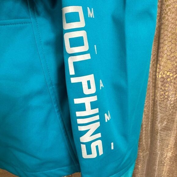 NFL Miami Dolphins Teal Soft Shell Light Hooded Zip Jacket Large NWT - Picture 7 of 9